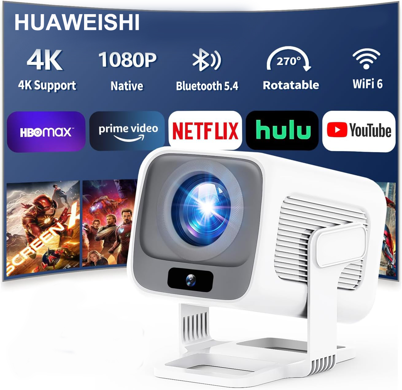 HUAWEISHI 4K Projector Android - Home Cinema Entertainment recensie en prijs